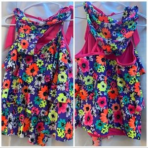 Justice colorful floral tankini swimsuit